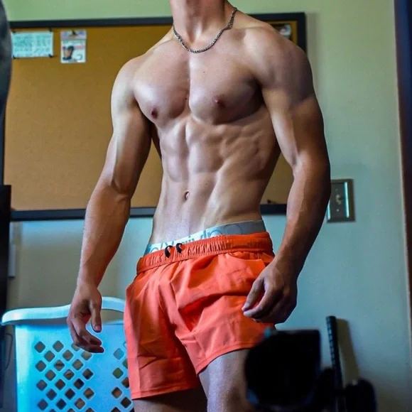 GYMSHARK MEN WORKOUT BODYBUILDING BODYBUILDER GYM SHORTS WORKOUT ORANGE ATHLETE - Picture 14 of 16